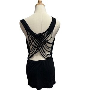 Wet Seal Black Cowl Neck Mini Dress Strappy Cage Open Back Y2K Womens Medium